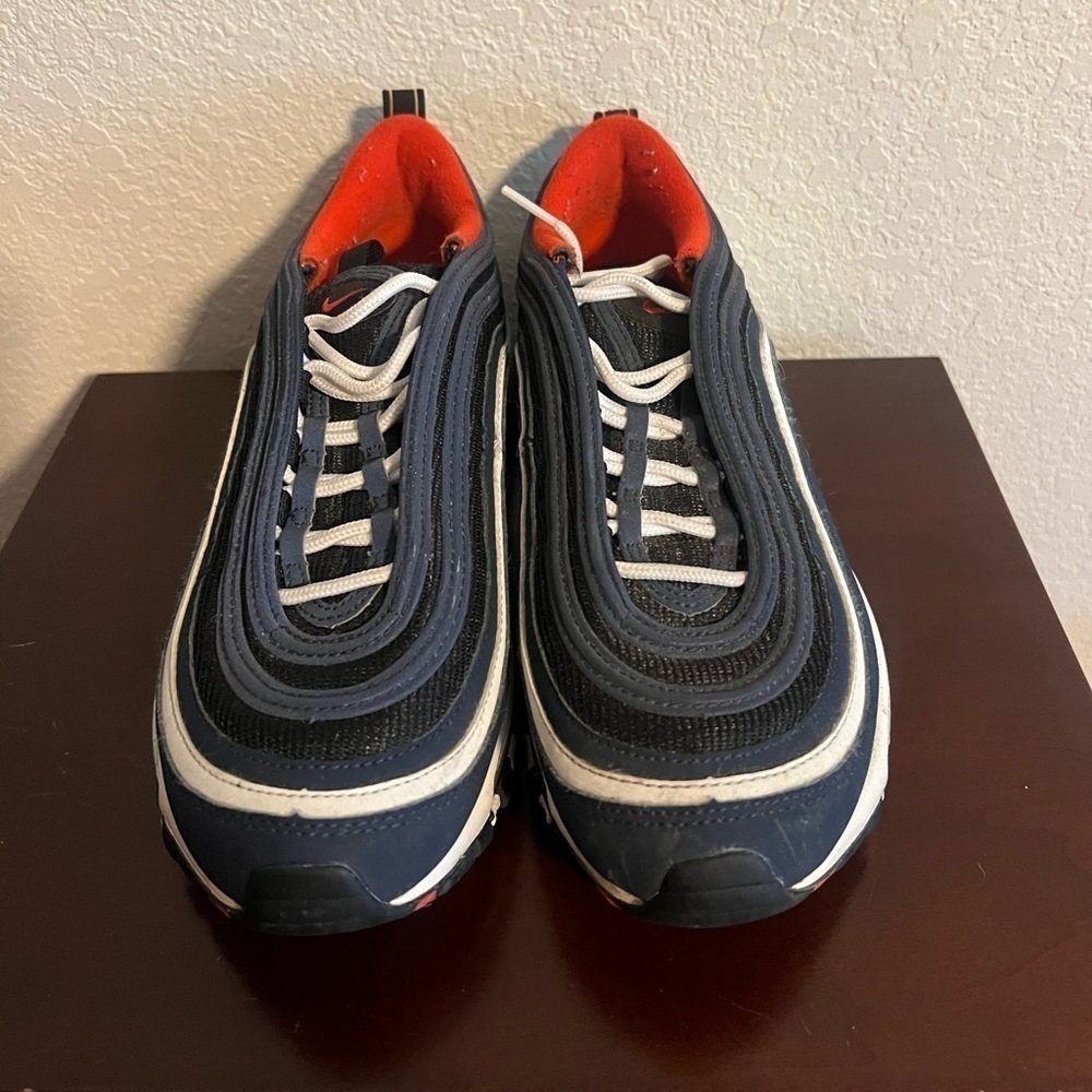 Nike Air Max 97 Midnight Navy Habanero Red White 921826-403 Men’s Size 5.5